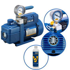Pompa próżniowa VALUE V-i240SV 100l/min dwustopniowa z elektrozaworem i wakuometrem