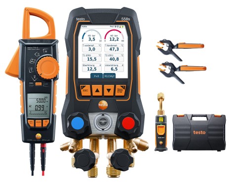 Elektroniczna oprawa zaworowa Testo 558s Zestaw Smart Vacuum z amperomierzem cęgowym