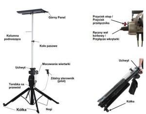 Dźwignik przenośny z pilotem Black Diamond PL-430 podnośnik na wkrętarkę