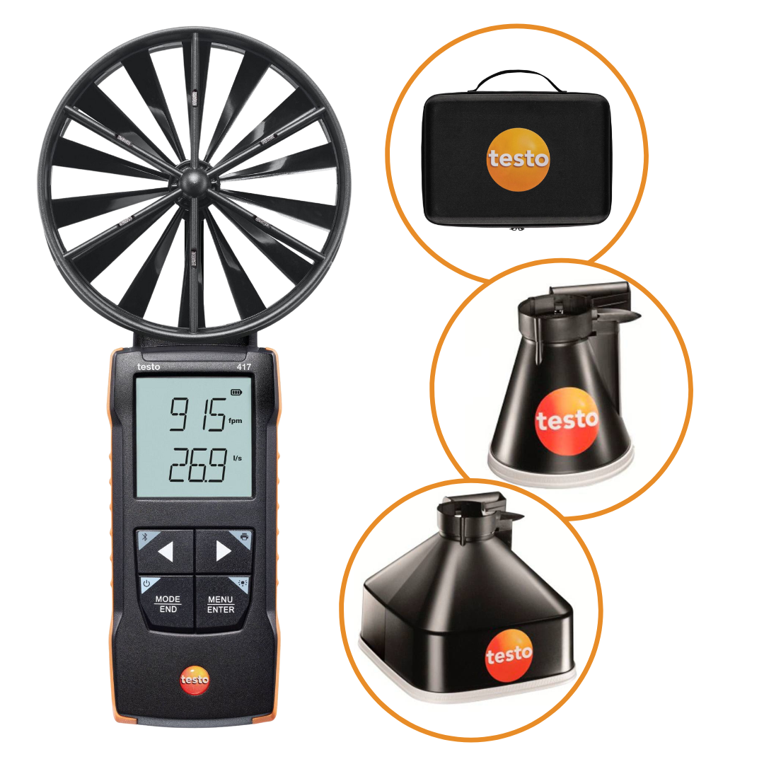 Testo 417 zestaw 1 - anemometr wiatraczkowy z rękawami pomiarowymi